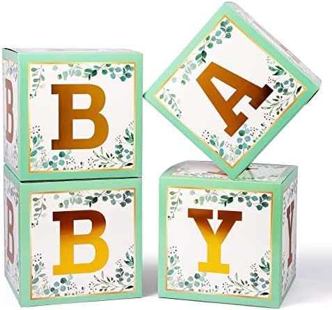 Voircoloria Baby Boxes with Letters, Sage Green,4 Transparent Balloon Boxes by Voircoloria
