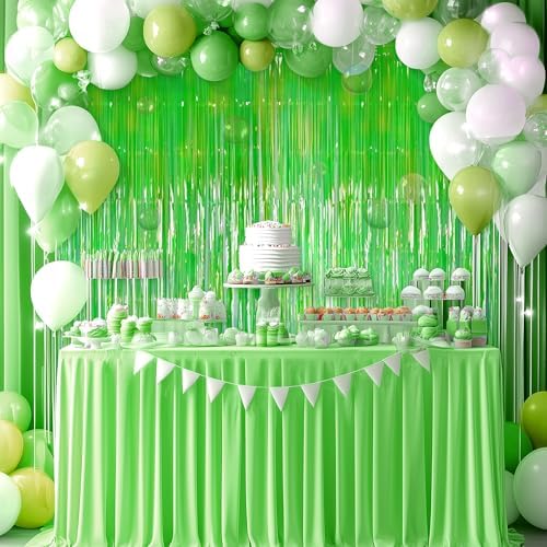 2 Pack Pink & Green Party Streamers Backdrop Curtains, 3.3x8.2ft Holographic Tinsel Foil Curtain Photo Booth Props for Birthday, Wedding, Holiday Celebration, Bachelorette, Theme Decorations - Image 4