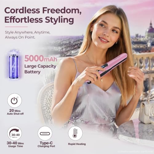 Mini Cordless Hair Straighteners and Curler,Travel Essential - Image 4