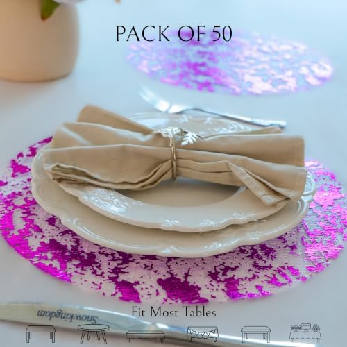 Snowkingdom 50 Pcs Purple Placemats Round Disposable Glitter Charger 13" - Image 2