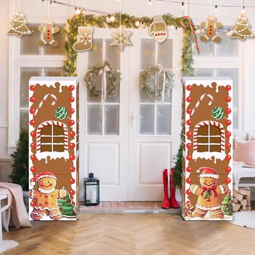 Bucherry 7 Pcs Gingerbread House Set Christmas Cardboard Playhouse Decor - Image 6
