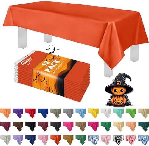 Grandipity Plastic Table Cloth Disposable 12 Pack 54” x 108” Rectangle by Grandipity