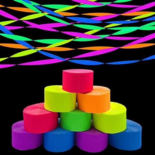 2016 feet Glow Party Neon Streamer Decorations Glow Crepe Paper Streamers UV Reactive Fluorescent Neon Paper Streamers Glow in the Dark Party Supplies and Decorations Wedding Birthday Blacklight Party - Image 5