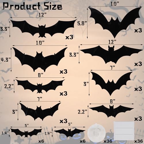 DR.DUDU 36 Pack Light Up Bats Halloween Decorations, Orange - Image 3