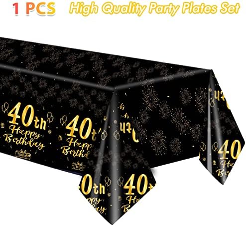 41Pcs Birthday Party Supplies Vintage 40th Birthday Decorations Back in 1984 40th Theme Birthday Party Decorations Tableware Includes Paper Plate Napkin Tablecloth for Men Service 20 Guests - Image 6