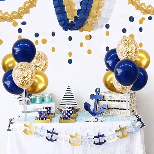 TONIFUL 6 Set Navy Blue Gold Balloons Stand Balloon Centerpieces for Table - Image 5