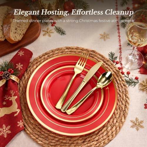 BESTVIP 100PCS Red with Gold Plastic Plate - Image 2