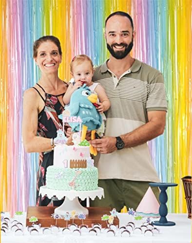 i-CHONY 2 Pcs 3.2ft x 8.2ft Rainbow Metallic Tinsel Foil Fringe Curtain Party Streamers Photo Booth Backdrop Prop for Wedding Holiday Baby Shower Bachelorette Party Decor - Image 4
