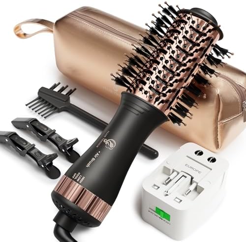 120-240V Travel Hair Dryer Brush with Universal Power Adapter by HairTrends