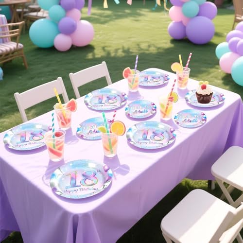 Grencian 96Pcs18th Birthday Iridescent Party Decoration, Serve 24 - Image 7