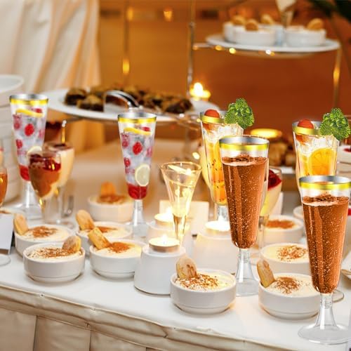 SUREHOME Gold Champagne Flutes Plastic Champagne Glasses Disposable 40 Pack 5 Oz Gold Rim Crystal Stemware Wedding Toasting Wine Mimosa Glasses Cups Bulk for Birthday Graduation Party Supplies 2026 - Image 4