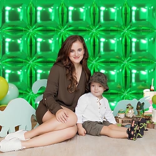 NISOCY 25PCS Metallic Green Square Foil Balloons Wall Backdrop - Image 6