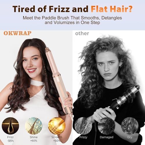 6 in 1 Hot Air Styler, Air-wrap with High-Speed 260,000 RPM Negative Ionic Hair Styler Dryer Brush, All Hair Types Drying Straightening, Curling Volumizing, Frizz-Free and Add Volume, Gift for Girl - Image 6