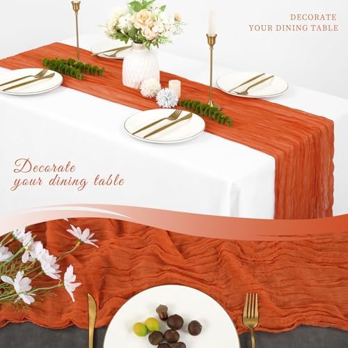 10 Pack Cheesecloth Table Runner 20 x 120 Inch, Orange - Image 5