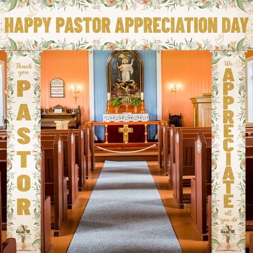 SmoothNovelty 3 Pcs Gold Pastor Appreciation Day Banners - Image 5