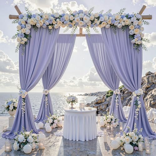 20 ft x 10 ft Wrinkle Free Lavender Backdrop Curtain for Parties, Polyester Light Purple Photo Backdrop Drapes 4 Panels 5x10ft for Baby Shower Photoshoot Wedding Birthday Party Photography Curtains - Image 2