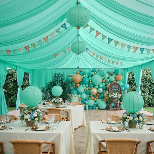 50ftx40ft Mint Green Ceiling Curtain for Wedding Parties by PartyVillage