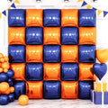 Navy Blue and Orange Square Foil Balloons Wall Tunnel Arch Kit by FEYG