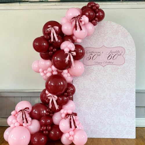 Burgundy Pink Balloon Arch Kit for Birthday Party Decorations - Image 5