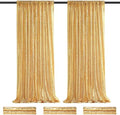 Gold Sequin Backdrop Curtain Drapes - Glitter Gold Curtains 6 Pieces 2x8ft by QueenDream
