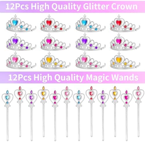 308PCS Princess Birthday Party Decorations Favors, Including Goodie Bags, Crown, Magic Wand, Straws, Bubble Wands, Stickers, Cake Toppers, Tattoo & More-Perfect for Party Decorations & Pinata Fillers - Image 4