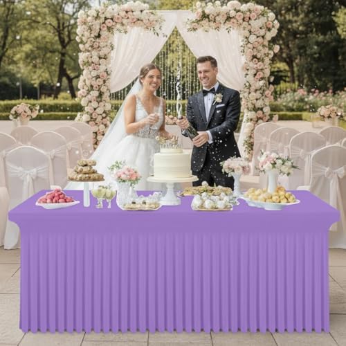 Smiry 2 Pack Spandex Elastic Fitted Table Cloth Skirt for 6FT Table - Image 6