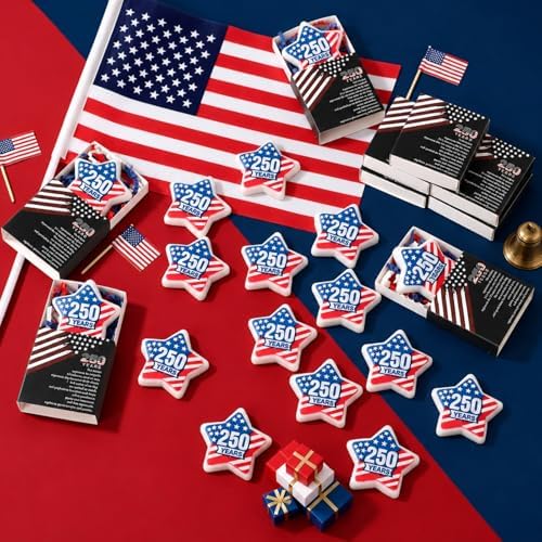 Wettarn 72 Sets 250th Anniversary Star Gifts America Flag Toys with Boxes - Image 4