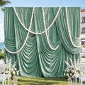 50ftx10ft Wrinkle Free Sage Green Backdrop Curtains for Parties, 10 Panels 5x10ft Silky Polyester Photo Backdrop Drapes Back Drop Cloth Drapery for Wedding Birthday Photography Background by CO-AVE