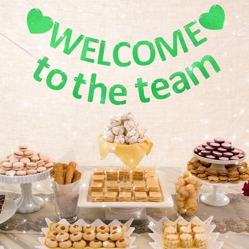 Pre-Strung Glitter Welcome to the Team Banner Welcome Banner Welcome Decorations for Office New Hire Events Corporate Onboarding & Team Building Parties (Green) - Image 4