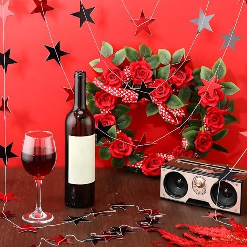 Patelai 130 ft Star Garland Banner Decor,Red,Black - Image 6