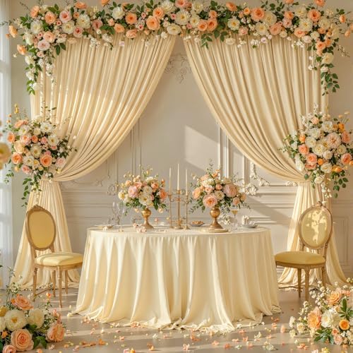 10x10ft Champagne Backdrop Curtain Panels for Parties - Wrinkle Free Polyester Photo Curtain Backdrop Wedding Back Drop Fabric Drapes for Party Decorations Background for Photography - Image 3