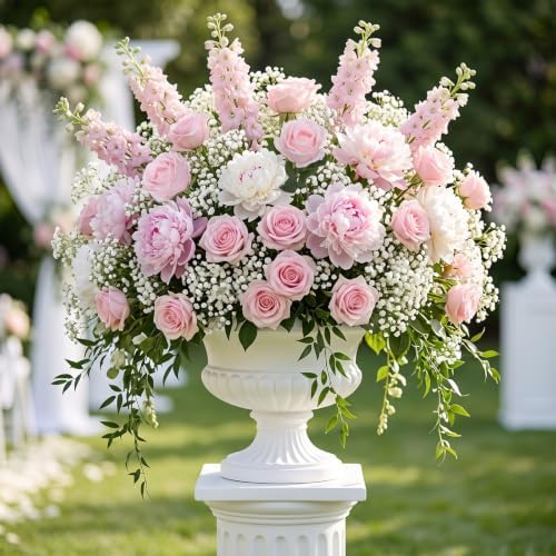 Hananona 50 Pcs Artificial Roses, Realistic Silk Peach Flowers Bulk - Image 5