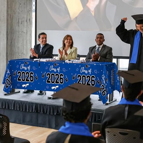 QZYL 4 Pack Graduation Tablecloth, 54" x 108" Blue Graduation Table Decorations 2026, Plastic Tablecover for Class of 2026 Congrats Grad, Rectangle Disposable Grad Party Decorations Supplies Favors - Image 4