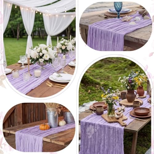 6 Pack Lilac Cheesecloth Table Runner 35"×120" Gauze Fabric Table Runner - Image 5