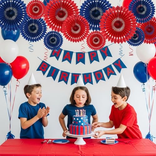 BEISHIDA Honeycomb Round Paper Fans Navy Blue Red Hanging Party Decoration - Image 4