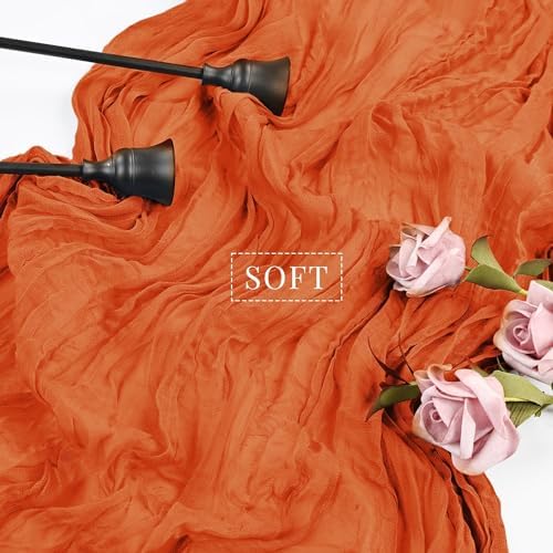 12 Pack Cheesecloth Table Runner, 35 x 120 Inch Boho Orange Cheese Cloth Table Runner 10 ft Gauze Table Runners for Wedding Baby Shower Party Birthday Home Decorations - Image 5