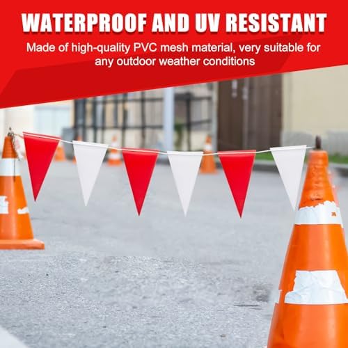 Safety Warning Pennant Banner Flags(RED+WHITE,45pcs,105FT) - Image 7
