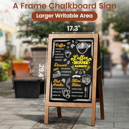 Chezerra A Frame Chalkboard Sign, 40"x20", Brown - Image 2