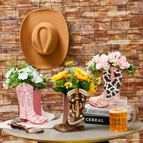 12 Set Western Cowgirl Boot Centerpiece Box Rodeo Tables Vase - Image 4