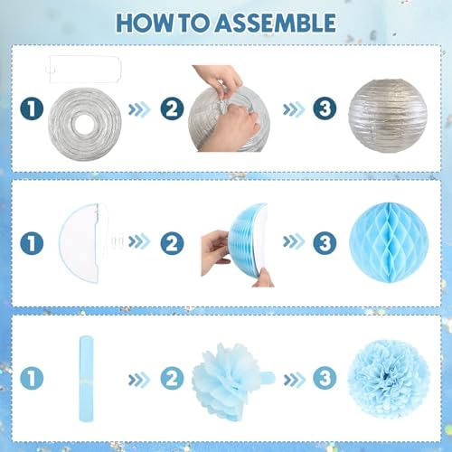 Ouddy Party Blue Baby Shower Decorations for Boys with Its a Boy Banner - Image 3
