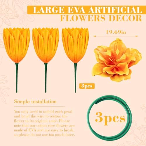 3 Pack 5 ft Giant Artificial Hibiscus Flowers Big Tropical Flowers - Image 2