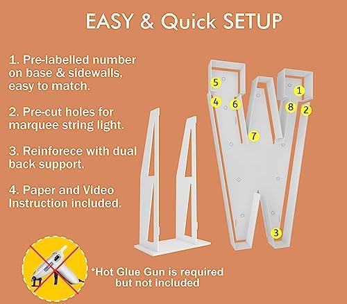 4FT Marquee Letters, Large Light Up Letters W for Party Decor - Image 4