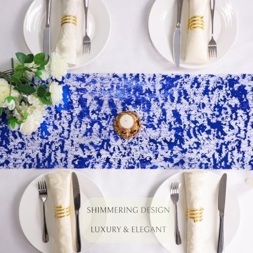 Royal Blue Table Runner, Glitter Metallic Foil Mesh Roll 100 Feet - Image 3