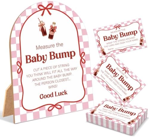 She's Ready To Pop Baby Shower Games, Soda Measure The Baby Bump Game, 6x8 Inch Arch Wooden Sign With Stand And 50 Guessing Cards, Gender Reveal Party Supplies & Decorations - AD05 by Unknown