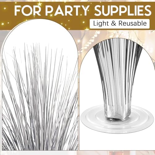 Colingmill 4 Pcs Plastic Metallic Spray Table Centerpieces, Silver - Image 3