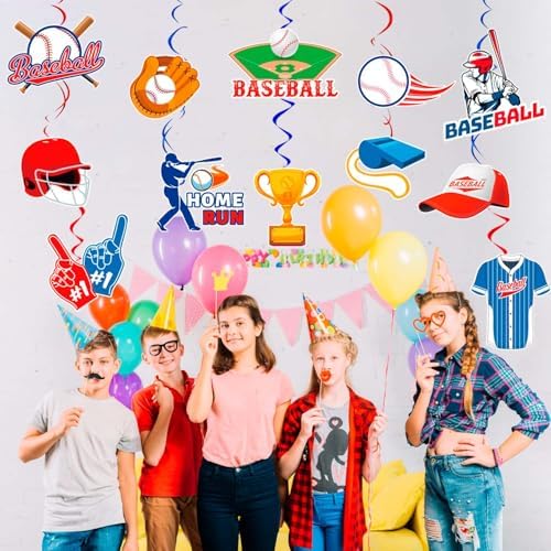 Baseball Hanging Swirls Decorations, 33 Pcs Baseball Hanging Spirals/Baseball Party Hanging Decorations Spirals for Baseball Birthday Decorations & Baseball Party Decorations - Image 2