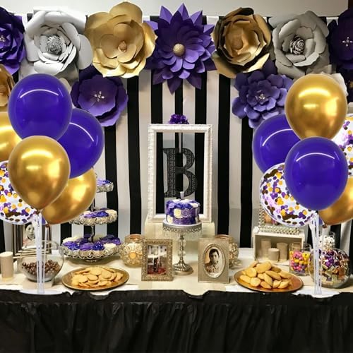 TONIFUL 4 Set Purple Gold Balloon Stand Balloon Centerpieces for Table - Image 6