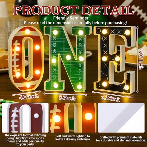 Football 1st Birthday Letters Light Party Decorations - Image 2