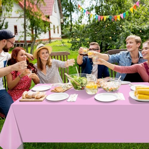 3 Pack Pink and Orange Plastic Tablecloth Party Decorations, Groovy Hot Pink and Orange Disposable Table Cover, Rectangle Table Cloth for Tequila Sunrise Sunset Birthday Party Decorations, 54x108 Inch - Image 5