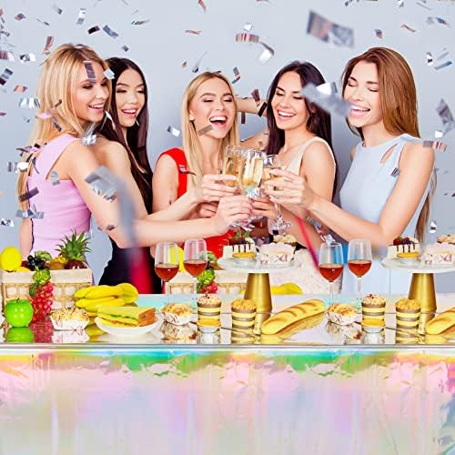 FunnyPars 1 Pack Iridescence Plastic Tablecloths Shiny Disposable Laser Rectangle Table Covers Holographic Foil Tablecloth Iridescent Party Decoration Birthday Bridal Wedding Christmas 54"x108"(Laser) - Image 6
